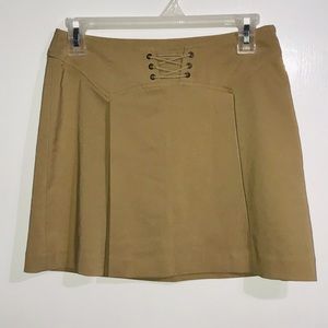Beige Lace Up Mini Skirt